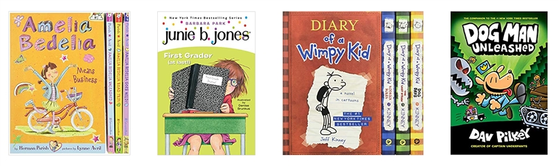 Books for children ages 6 - 8 must include color covers with large, easy-to-read titles and fun illustrations.