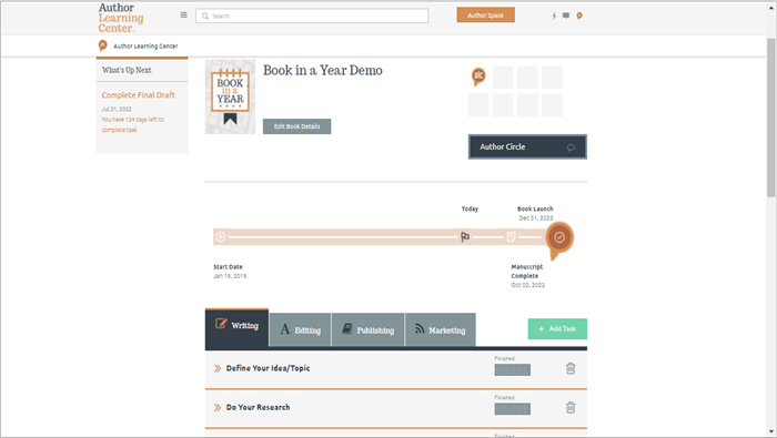 The Book Launch Tool on the Author Learning Center can help track your book project tasks.