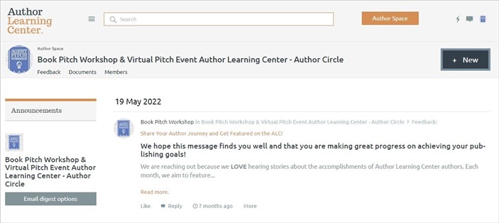 The Author Circles are private forums where you can connect with other authors for feedback and advice.