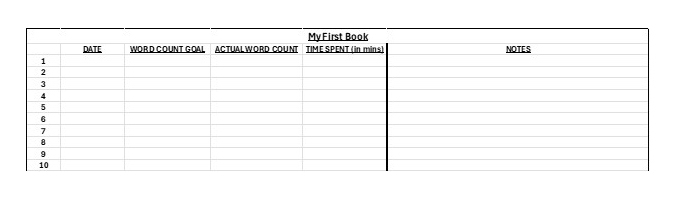 The ALC's Book Project Tracker allows you to log daily and weekly word count goals and actuals.
